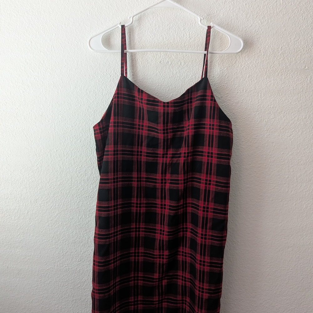Art Class XXL Red and Black Plaid Sleeveless Dress